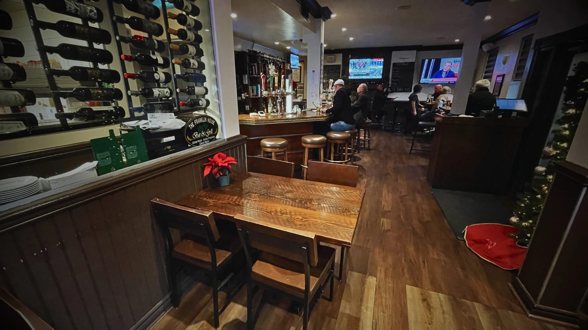 Dining room and bar inside The Franklin House in Streetsville